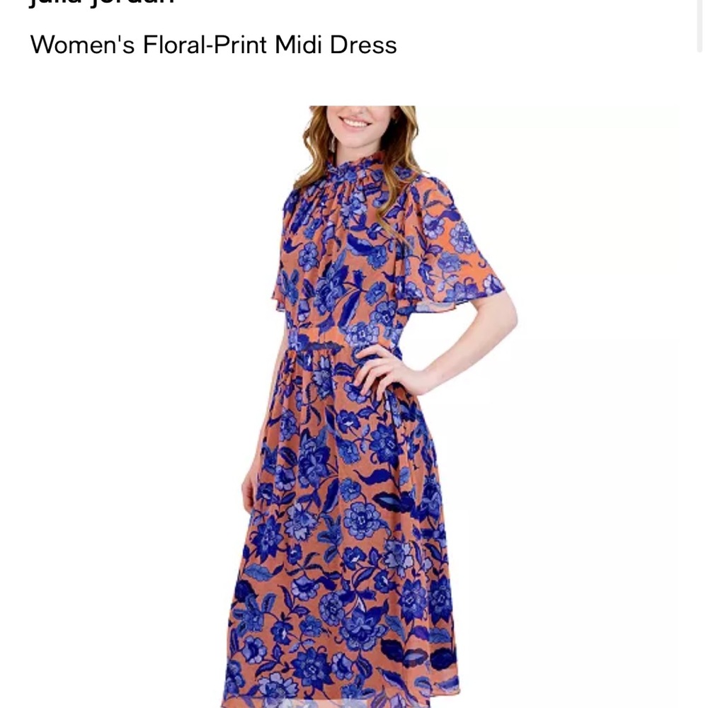 NWT Julia Jordan Women's Purple and Blue Floral Midi Dress